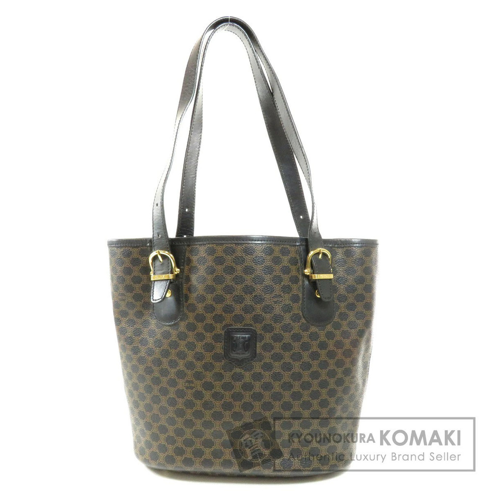 Celine Macadam Leather Brown Shoulder Tote Bag